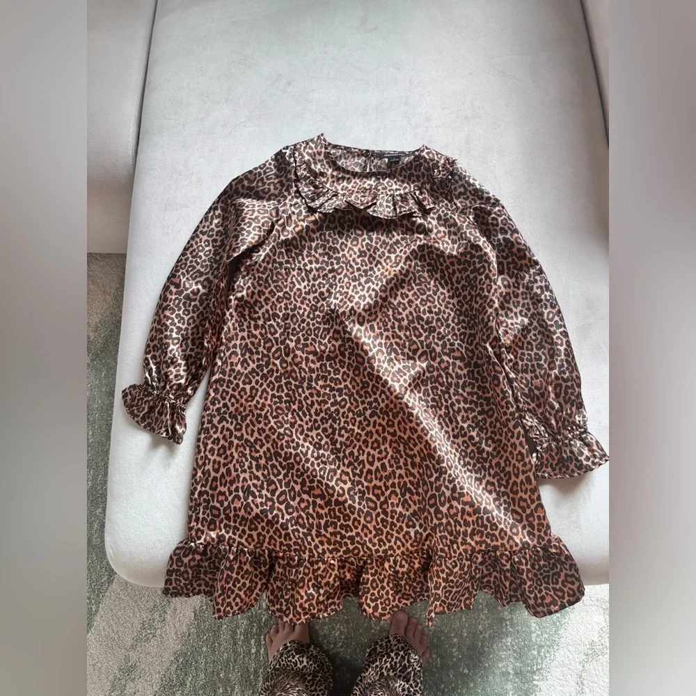 Leopard Print Satin Dress